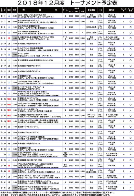 １２月トーナメント予定表