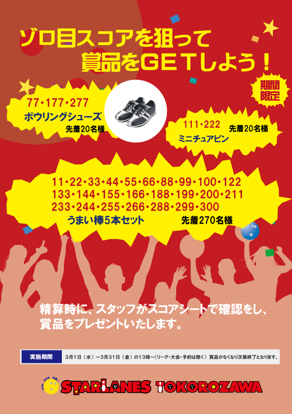 "ゾロ目"スコアを狙って賞品ゲットキャンペーン!!!!!
