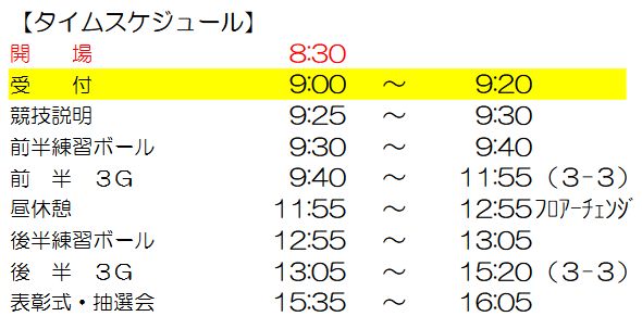 東日本3人チーム戦のスケジュール変更について