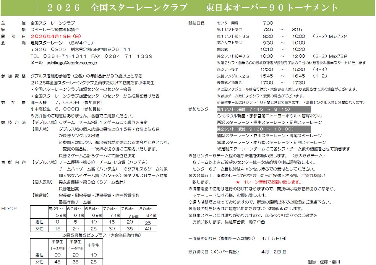 東日本オーバー90トーナメント要項を掲載しました